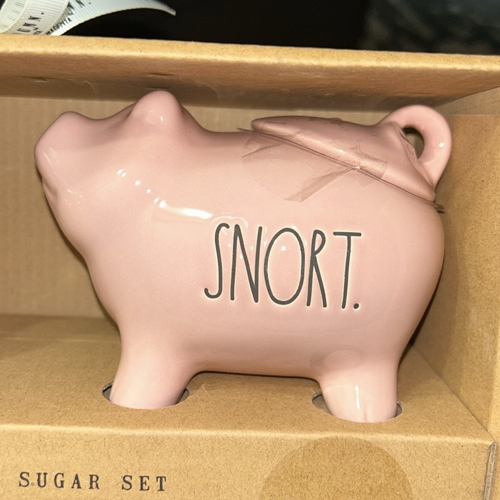 NWT Rae Dunn Piglet Creamer and Sugar Set Pink Gift Humor Collectible - Picture 2 of 8